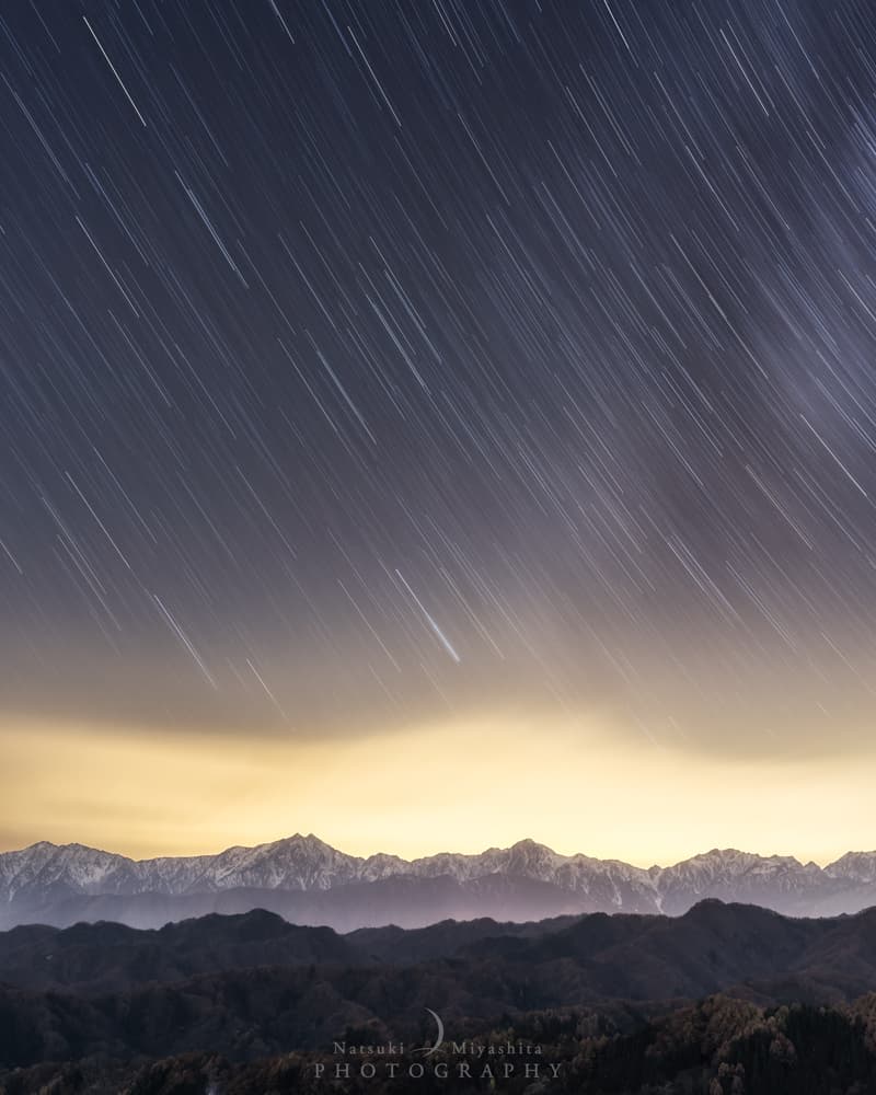 北アルプスに星が降る